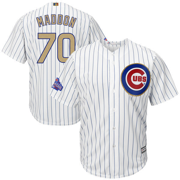 2017 MLB Chicago Cubs #70 Maddon CUBS White Gold Program Game Jersey->->MLB Jersey